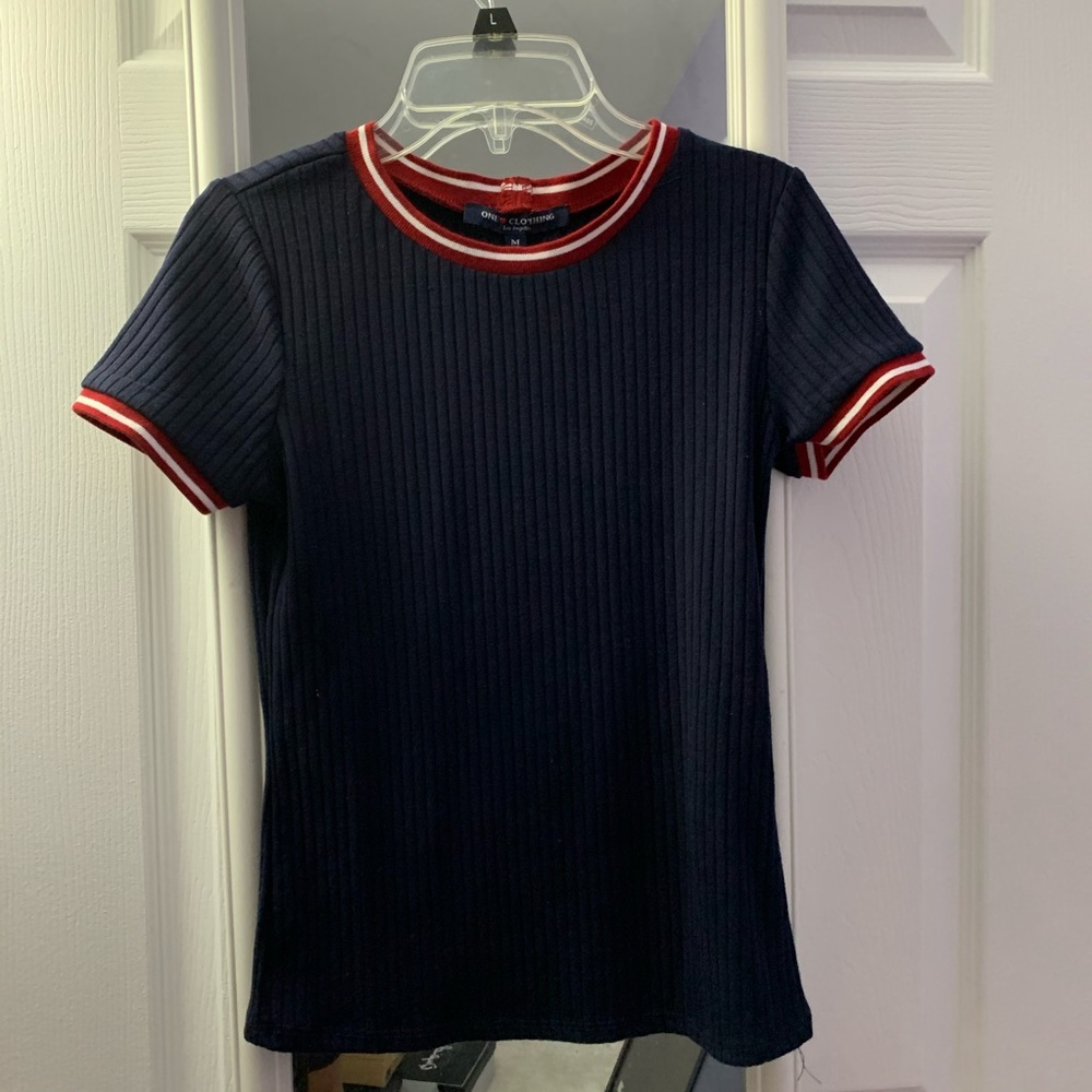 Cute Navy Blue Tight Fit Top